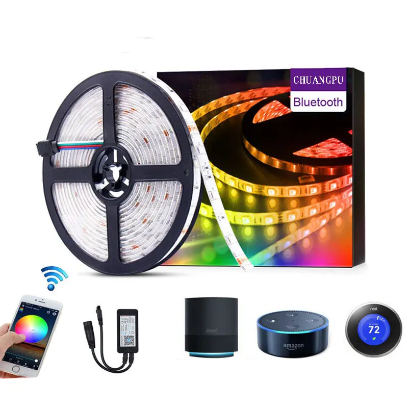 #Best 5M led strip light SMD5050 rgb strip flexible tape light waterproof neon ribbon with 5A adapter for home decor interior lighting