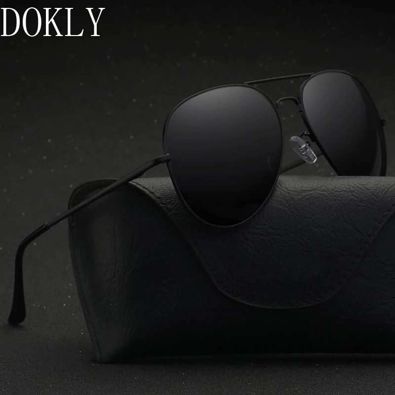 Мужские солнцезащитные очки Dokly черные с поляризованными черными линзами