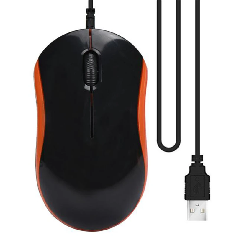 Hxroolrp 1600 DPI USB Wired Mouse Optical Gaming Office Game Mice Mouse Orange universal Mouse For PC Laptop A30 - Цвет: Черный