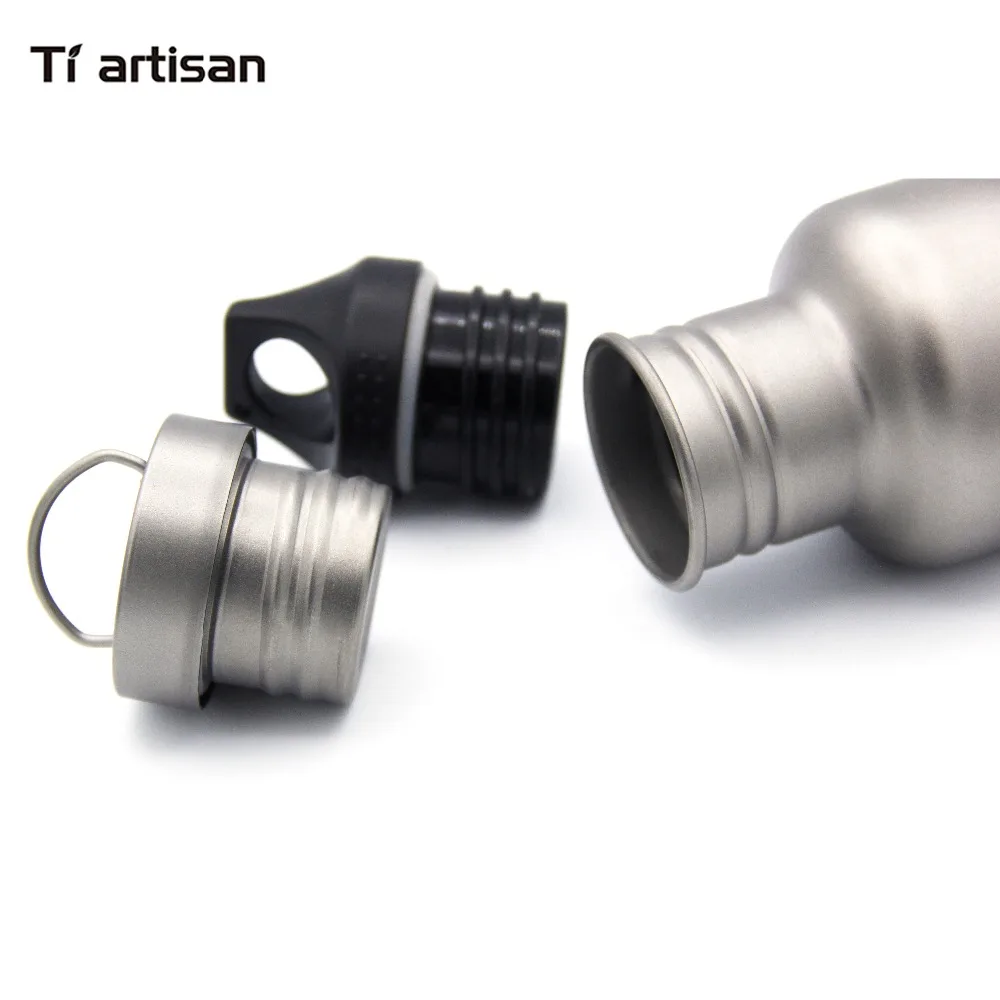 Tiartisan Pure Titanium Sport Bottle Outdoor Camping Cycling Water Bottle with Two lids and Bottle Coat Ta8387