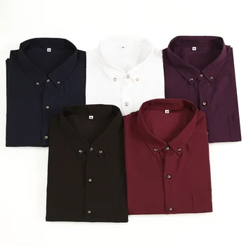 

Plus size M-7xl 8xl 9xl 10XL men dress shirts long-sleeve Turn-down Collar Smart Casual shirts military solid color men's tops