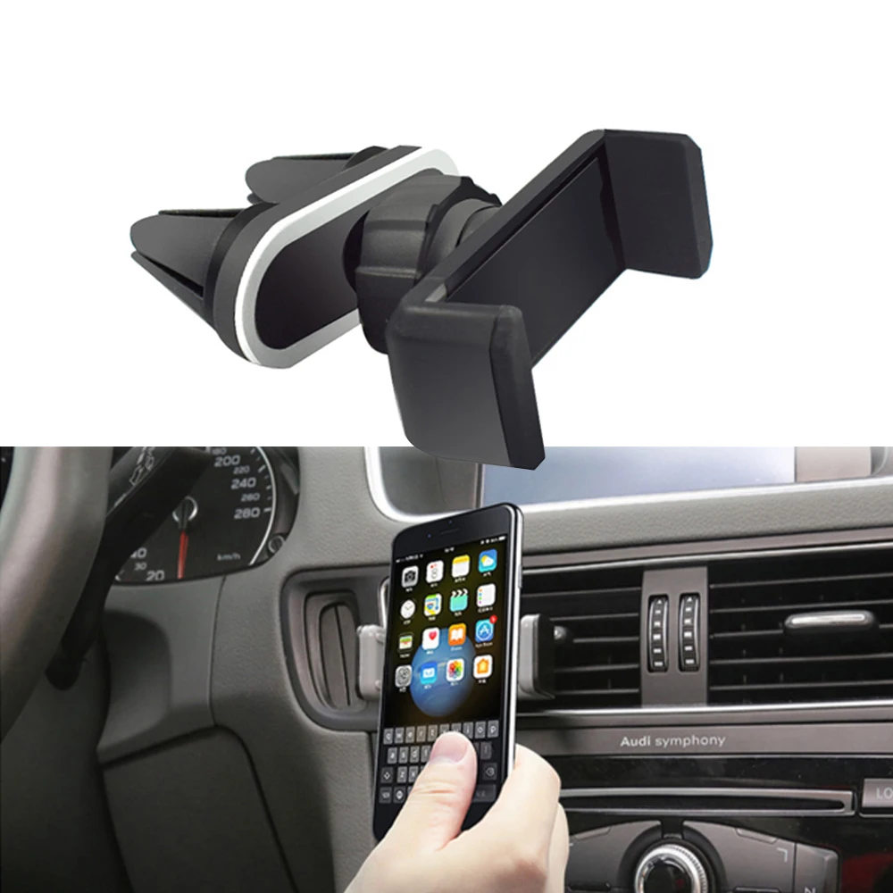 Universal Car Phone Holder with 360° Rotation and Double Mount Clips