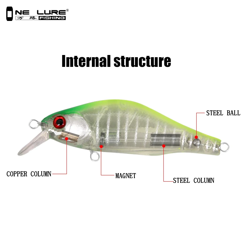 One Lure Fishing Minnow Wobblers 70mm 8g 1PC Artificial Bait Fishing Lures China Floating Lure With 2 VMC Hooks Model 3504(9)