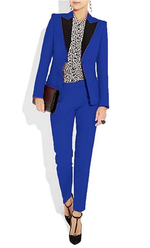 Custom Made Business Pant Suits for Women Plus Size Ladies Pantsuit  Blazer+Pants for Work Royal Blue Pantsuit for Wedding Party