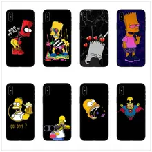 Черный силиконовый чехол для телефона Homer Simpson для iPhone 5, 5S, 6, 6 S, 7, 8 Plus, X, XR, XS, Max, Bart, Simpson, забавный мультяшный чехол