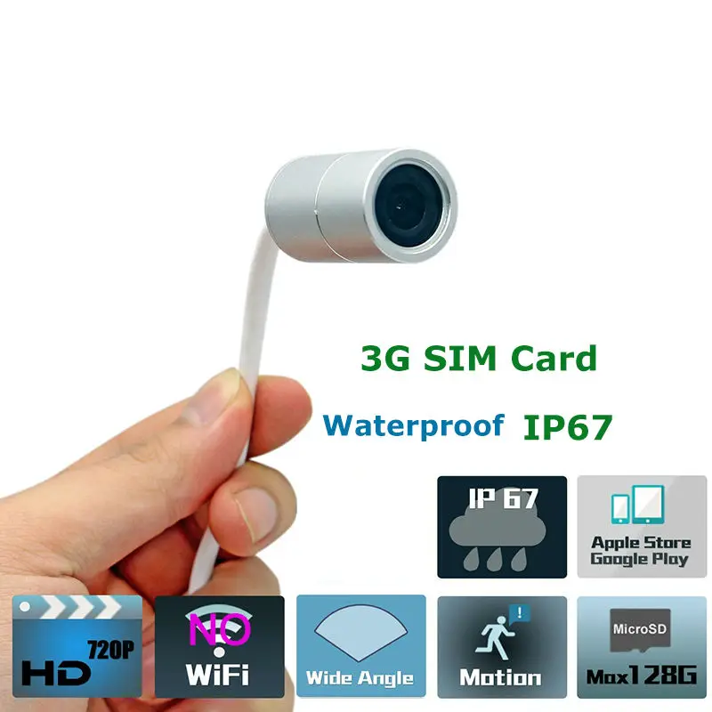 1MP открытый водонепроницаемый IP67 3 Г sim-карты беспроводной Пинхол скрытые ip-камера
