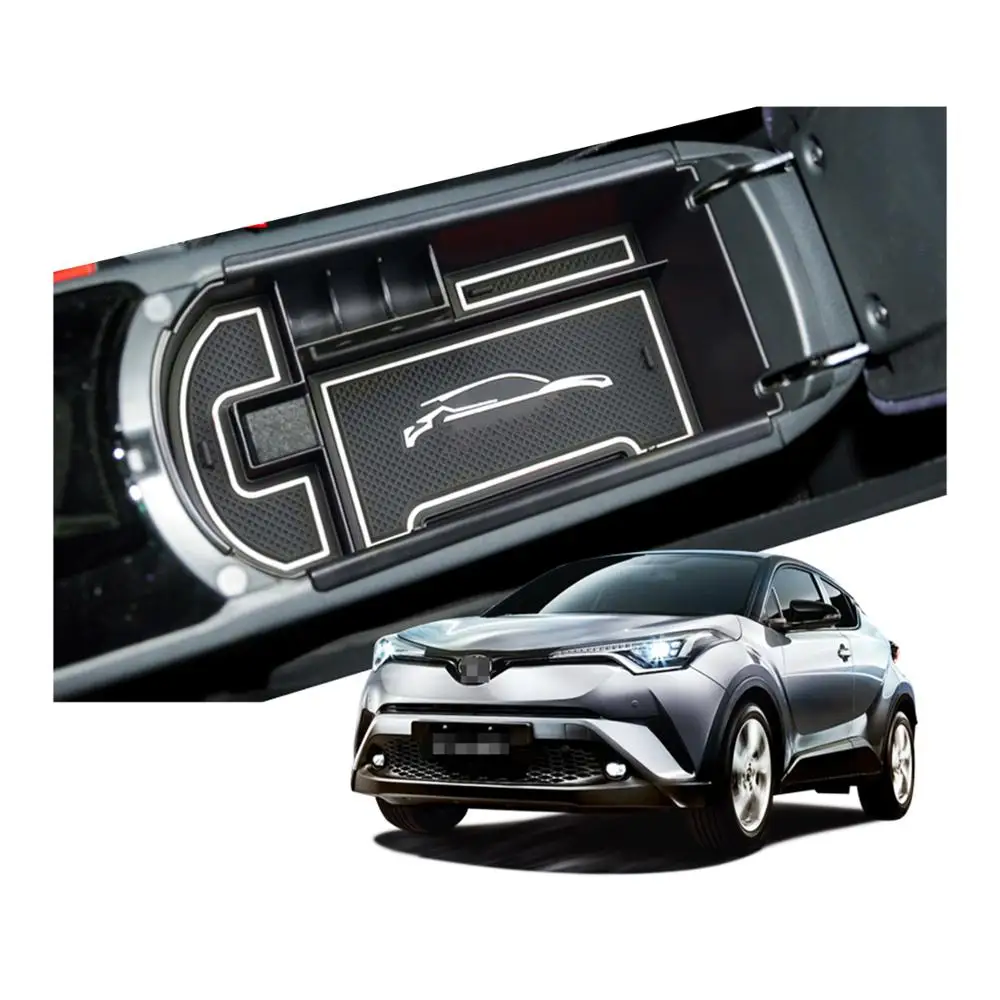 RUIYA auto car armrest box storage center console organizer container holder box for Toyota C-HR NGX50 ZYX10,anti-slip rubber