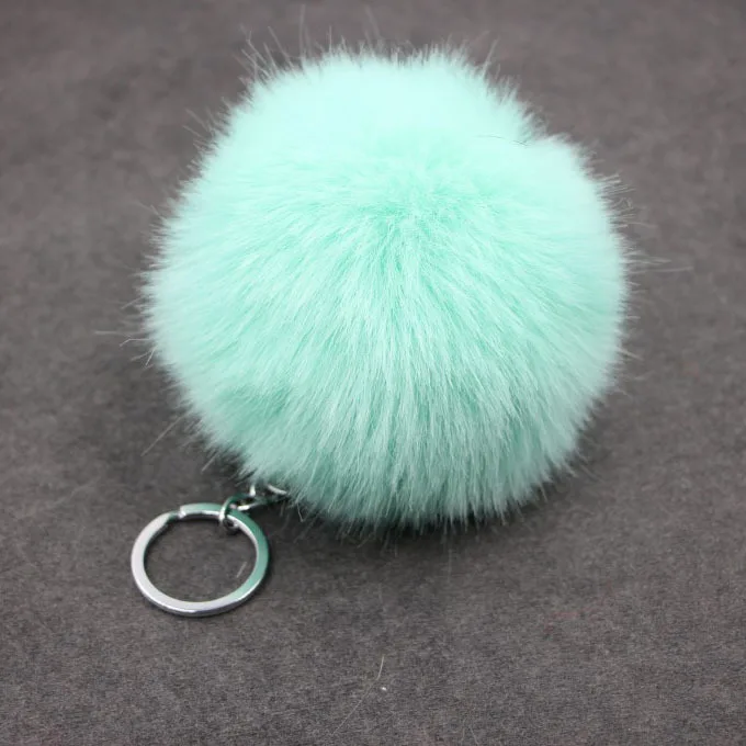 

Cute fake Rabbit Fur SoftBall Pompom Keychain For Women Bag Cars Pom Pom Fluffy Key Chains Keyring Pendant Porte Clef Charm