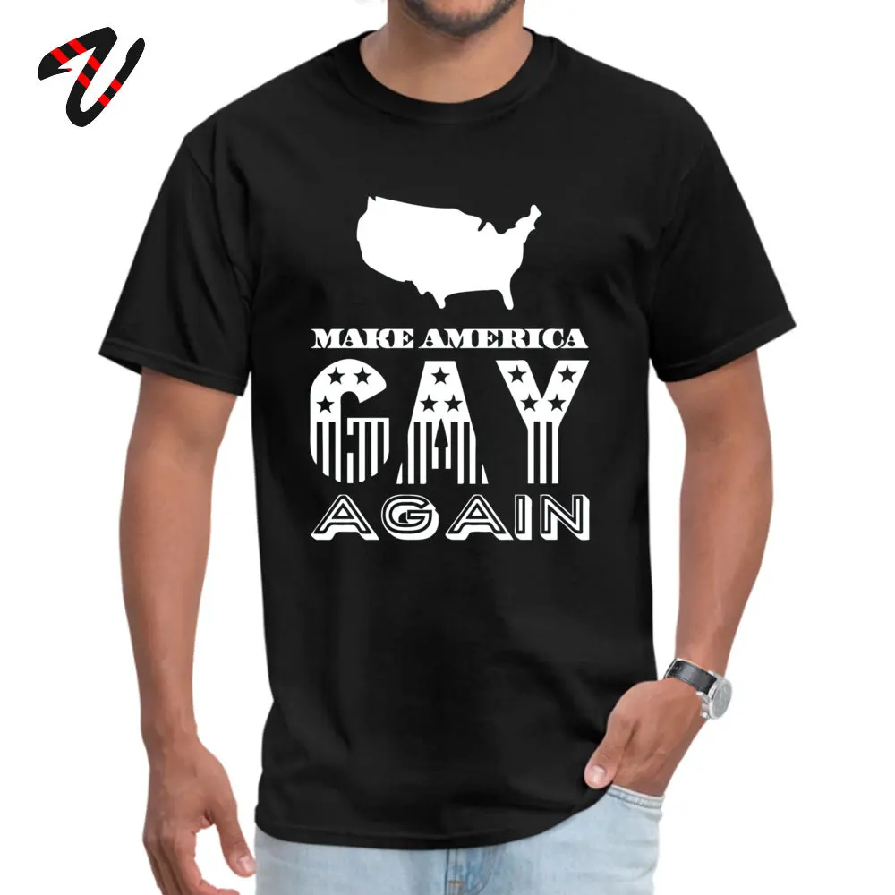 Printed Make America Gay Again Short Sleeve Summer/Autumn Tops T Shirt Classic Crew Neck 100% Cotton T Shirt Men T-Shirt Make America Gay Again -13312 black