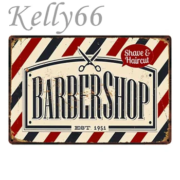 

[ Kelly66 ] Metal Sign BARBER SHOP Tin Poster Home Decor Bar Wall Art Painting 20*30 CM Size y-1467