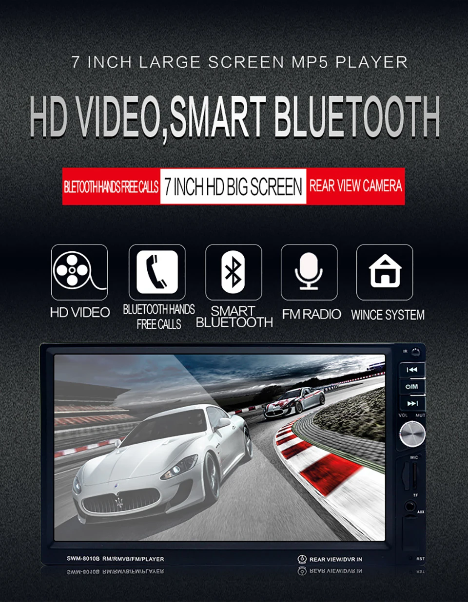 AIYIMA " Bluetooth MP5 плеер 1 Din мультимедиа MP4 видео музыкальный плеер HD цифровой дисплей TF AUX с камерой заднего вида для автомобиля