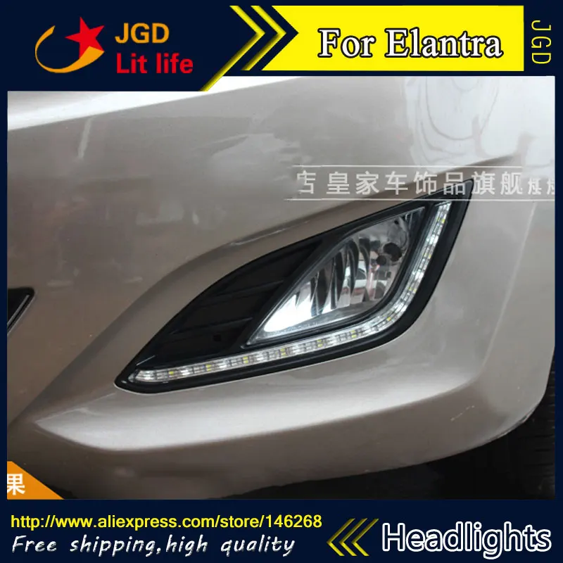 12 в 6000 к светодиодный DRL дневной ходовой светильник для hyundai Elantra 2012 2013 противотуманная фара рамка противотуманный светильник супер белый