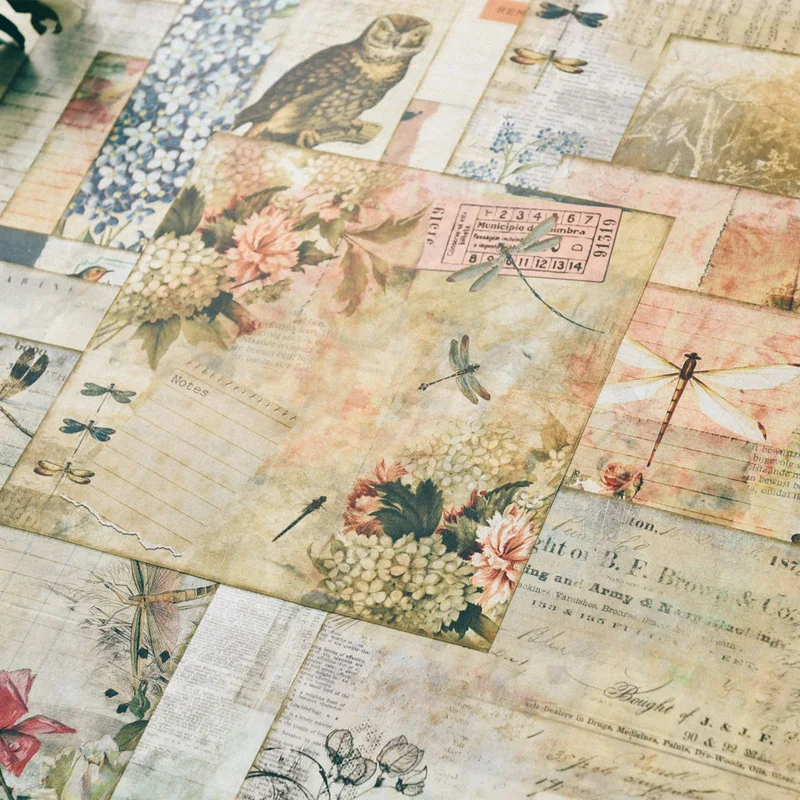 Borboleta do Vintage Material de Fundo Planta Flor Coruja Floresta Retro Carta Selo Pode Escrever Papel Ácido Sulfúrico Adesivo 18pcs - 11 18pcs planta borboleta Do Vintage flor coruja