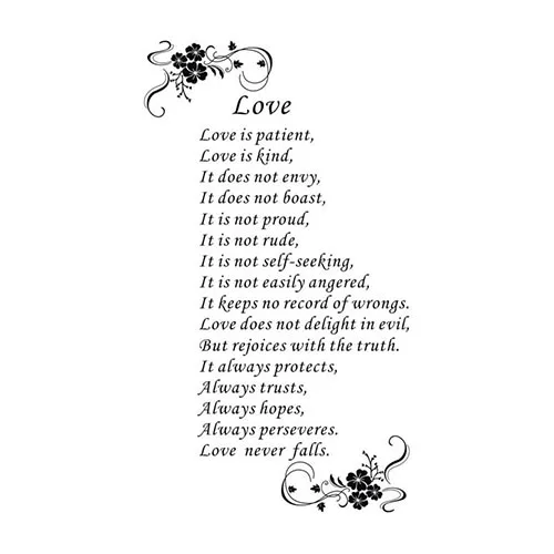 love is patient poem removable pvc sticker decal home room decor diy