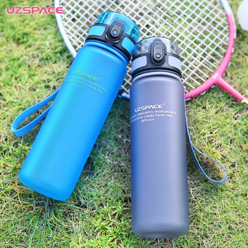 UZSPACE Sport Water Bottle Tritan Plastic Drinkware Protein Shaker Camping Hiking Drink Bottle for water 350/500/1000ml BPA Free