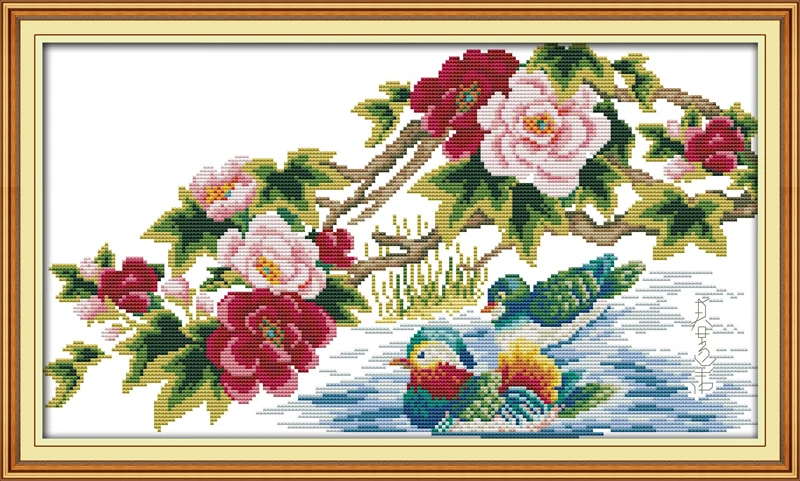 

Joy Sunday Mandarin Ducks Playing In The Water Patterns DIY Painting Counted Printed 14CT 11CT Cross Stitch Embroidery Kits