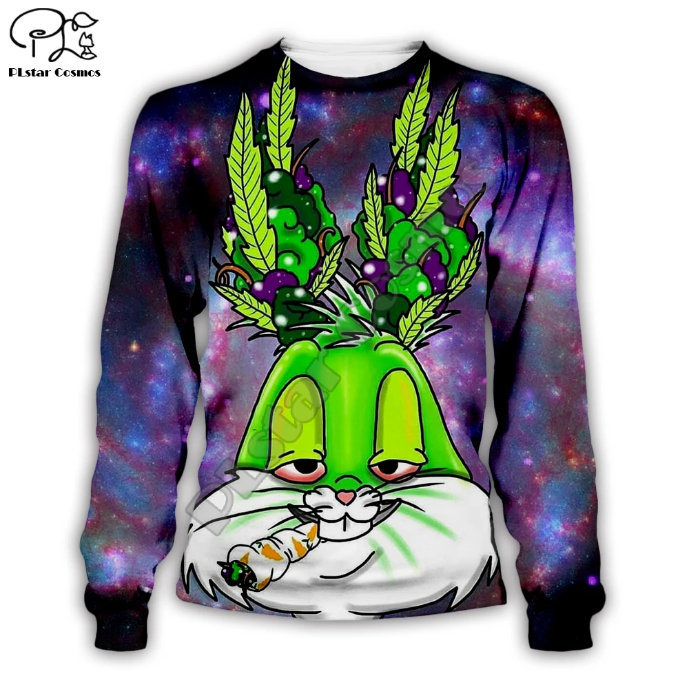 New Funny 3D Sweatshirt Bugs Bunny Looney Tunes Cartoon Women Men Top Smoke Weed