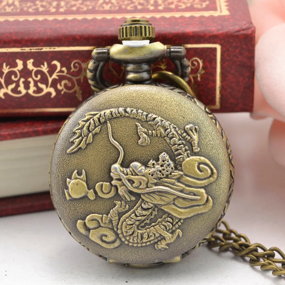 Vintage Steampunk Retro Bronze Design Pocket Watch Quartz Pendant Necklace Gift 5