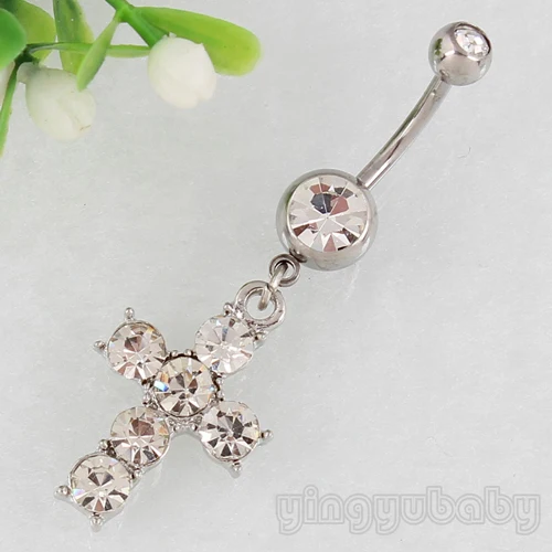 Cross Belly Button ring Navel Ring body piercing nickel free 14G 316L