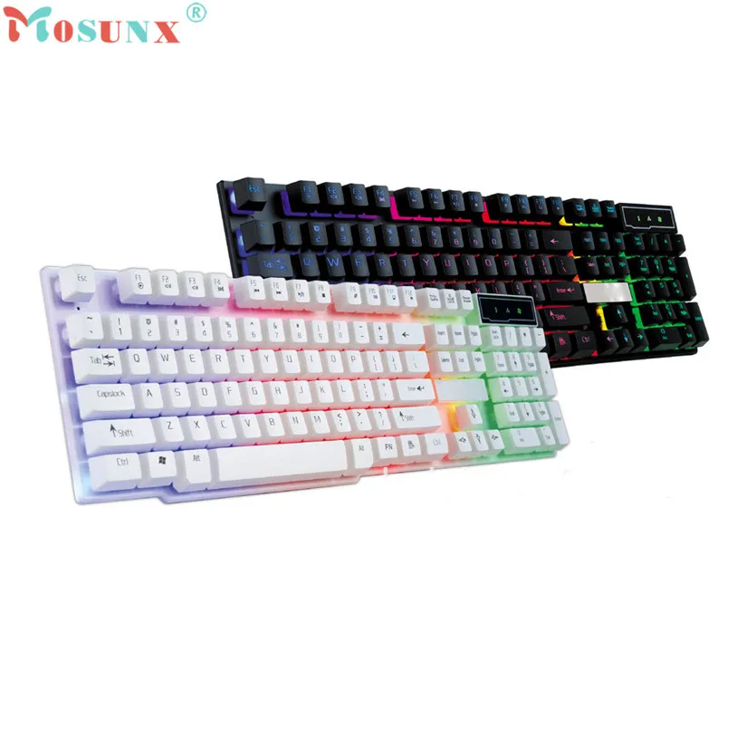 Mosunx красочные трещина светодиодный с подсветкой USB проводной PC Радуга Gaming Водонепроницаемый клавиатура подарок 5 февраля Прямая поставка C716