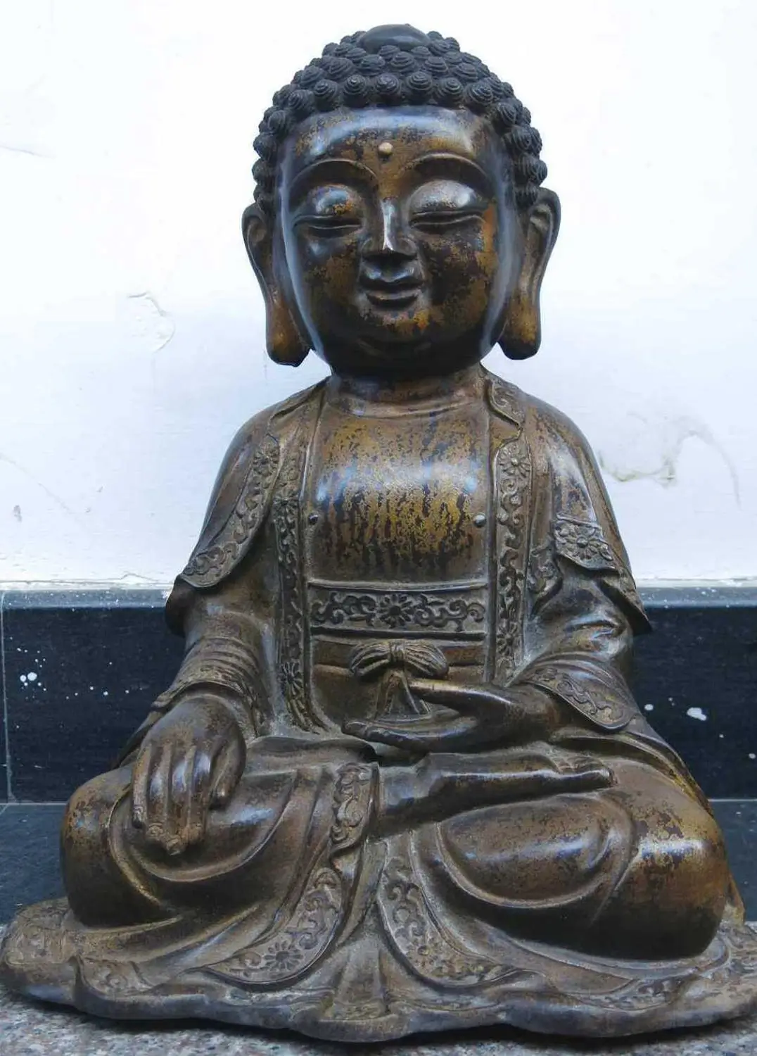 

16" China bronze gild copper Buddhist master Sakyamuni Buddha Sculpture Statue