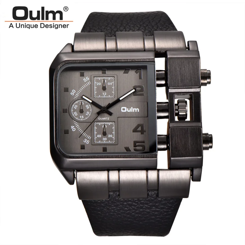 Oulm 3364 Brand Original Rectangle Unique Design Men Wristwatch 