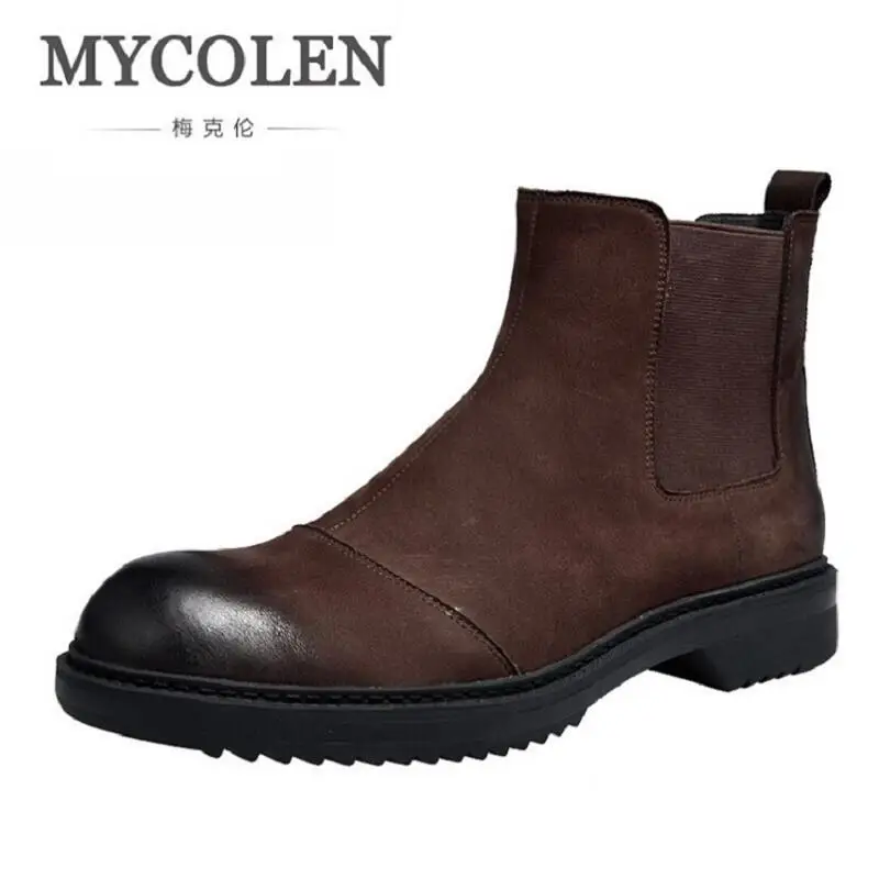 Negócios Para Alta De Masculino Botas Inverno Genuínos Casamento Qualidade Preto Sapatos Dos O Ankle marrom Homens Feitos Boots À Mycolen Couro Mão Luxo xaFwH6q