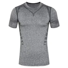 Men Sportswear T shirt Pro GYM Print Quick Dry Short Sleeve Compression Running T Shirt for