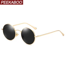 Peekaboo, женские Винтажные Солнцезащитные очки, поляризационные, Ретро стиль, унисекс,, летние, зеленые, желтые, мужские солнцезащитные очки, круглая металлическая оправа, uv400
