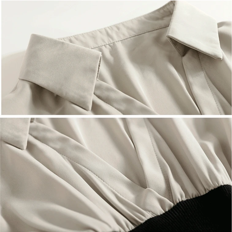 Новые женские Модные приталенные рубашки блестящая блузка с рукавами v-образный Вырез Лоскутная эластичная уличная рубашка с длинным рукавом