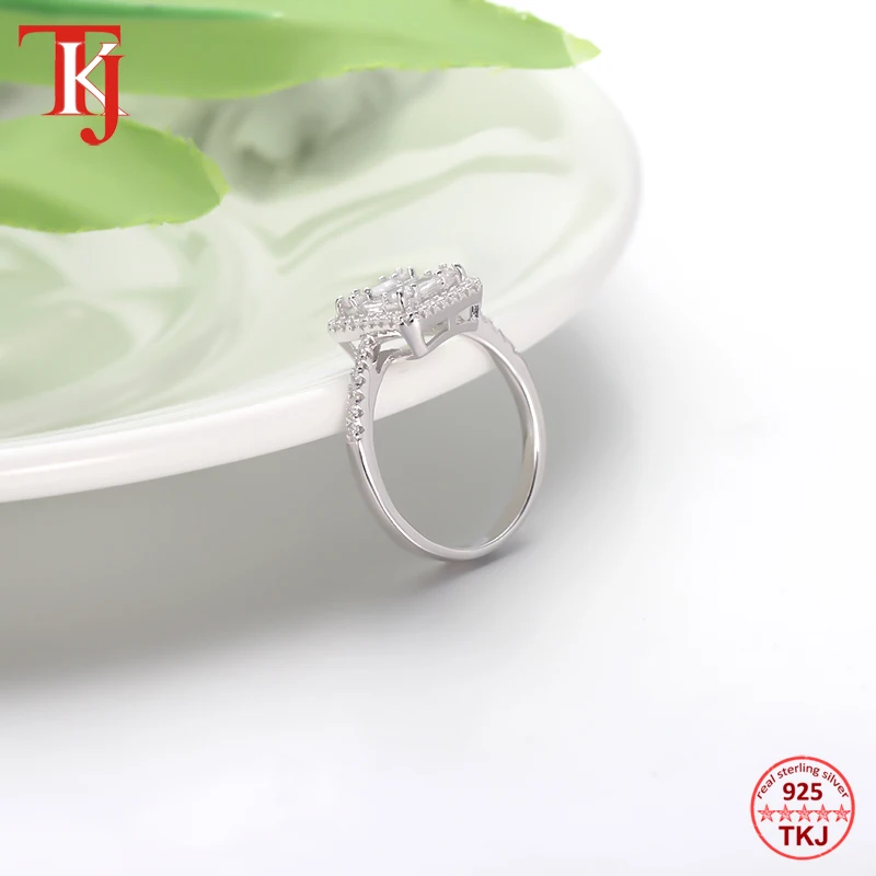 TKJ Baguette Cubic Zirconia Ring Sterling Silver 925 Wedding Ring-2