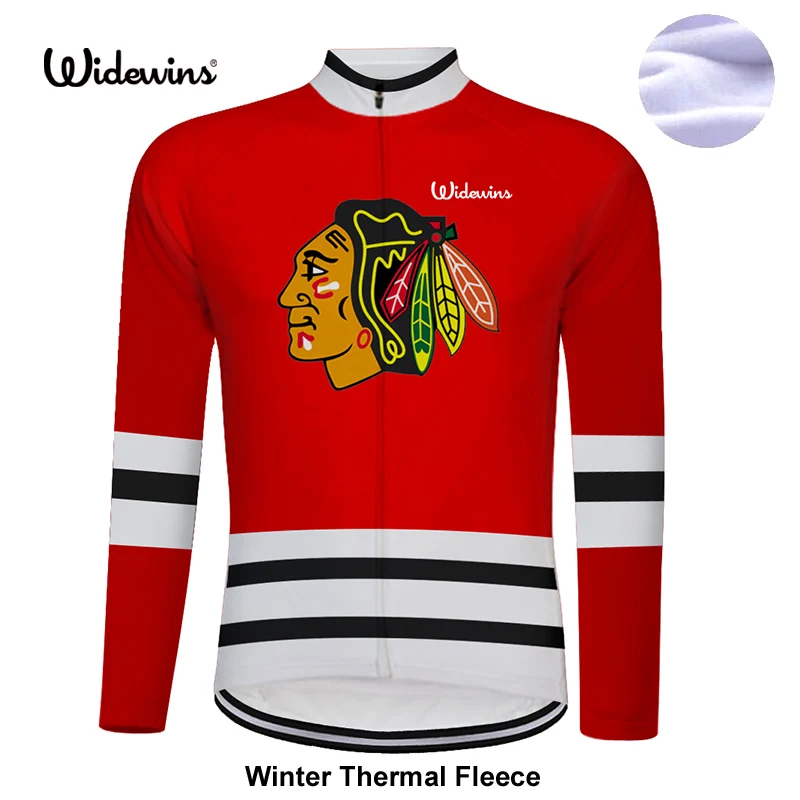 Chicago blackhawks Pro тканевая зимняя высококачественная велосипедная Джерси, длинная гоночная профессиональная велосипедная Джерси, Зимняя Теплая Флисовая 8002