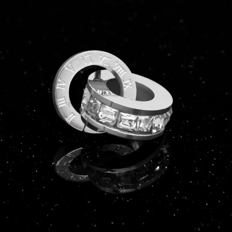 Iwrist мода круглый кристалл римскими цифрами серьги стержня для Для женщин