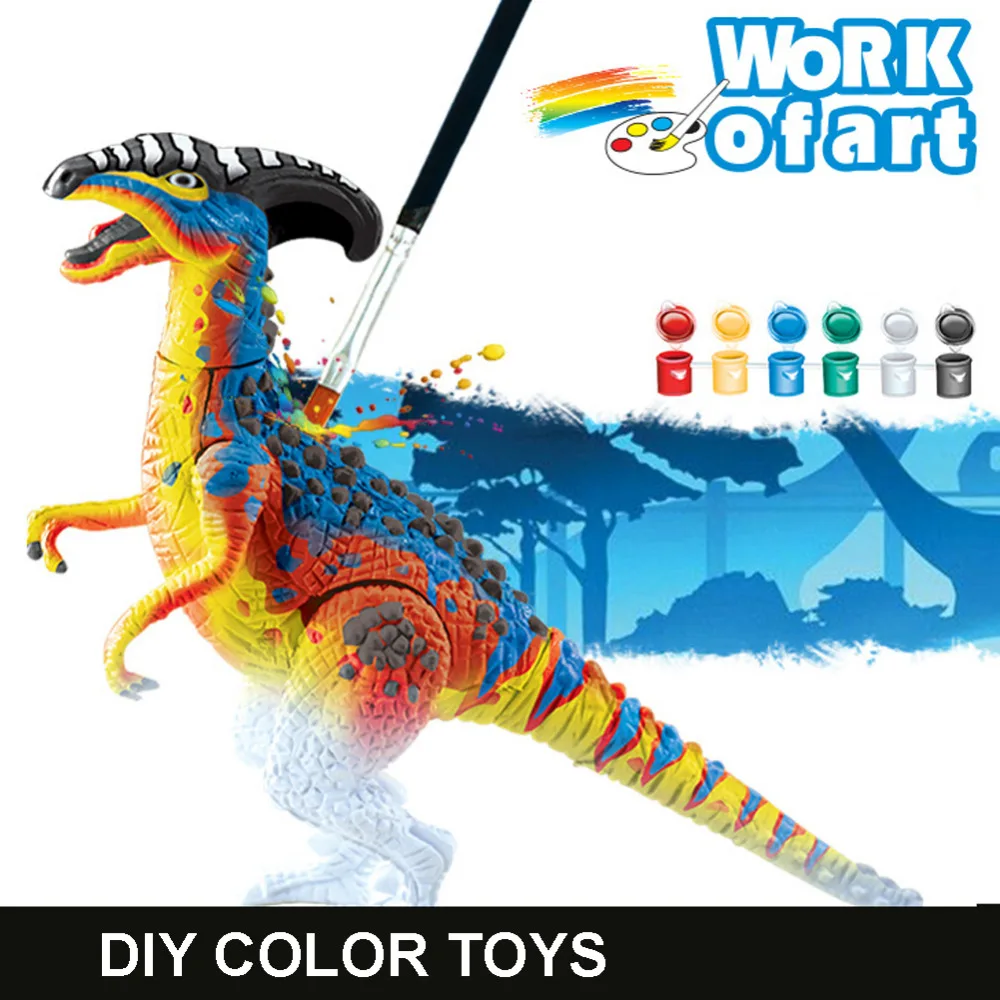 

1 Piece Color Painted Toys Children Puzzle Model Toy Painted Dinosaurs Baby Kids Imagination Painting Ability Toy