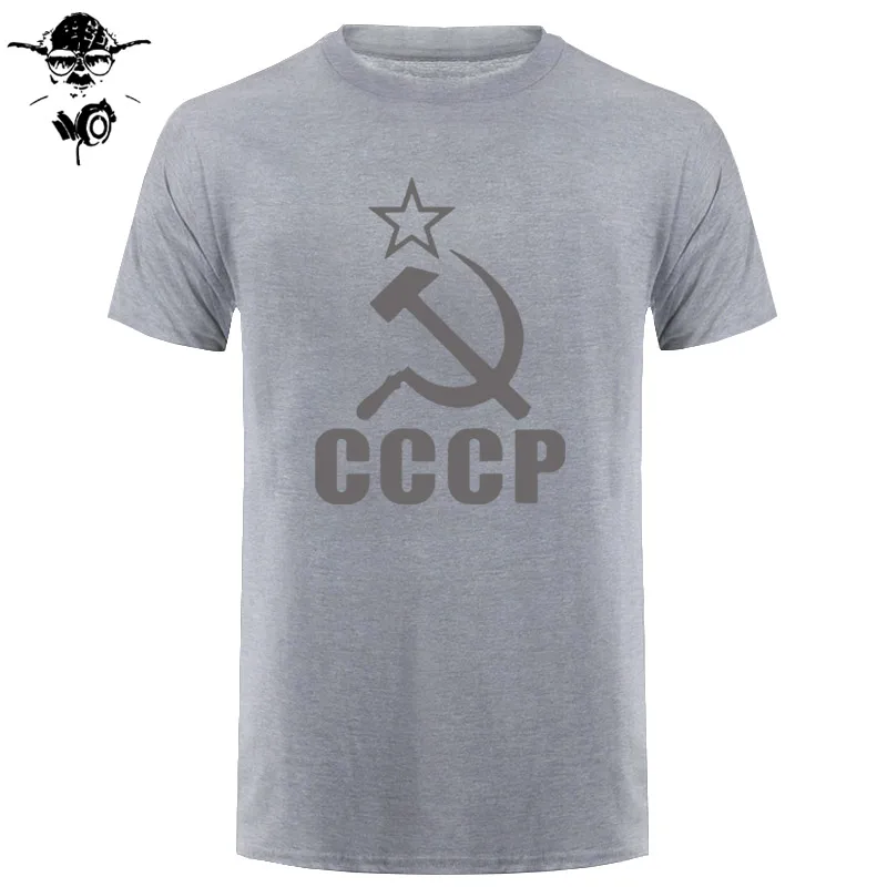 CCCP Коммунистическая русская футболка, Мужская одежда, СССР, СССР, мужская повседневная футболка, Россия, хлопковая Футболка с круглым вырезом, топы, Camisa - Цвет: gray gray