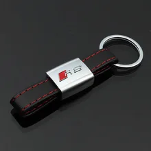 

Metal keychian Car logo keychain leather key chain keyring key holder auto fashion accessories gift for Audi Rs