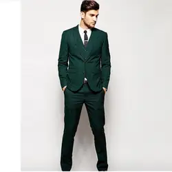 Новые модные мужские костюмы на заказ зеленый мужской свадебный костюм Slim Fit Жених мужские свадебные костюмы вечерние смокинги (куртка +