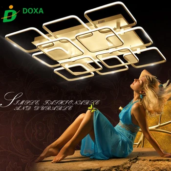 

Hot Rectangle Modern led ceiling light lamp for living room bedroom lustres de sala home indoor lighting dimmable abajur lampara
