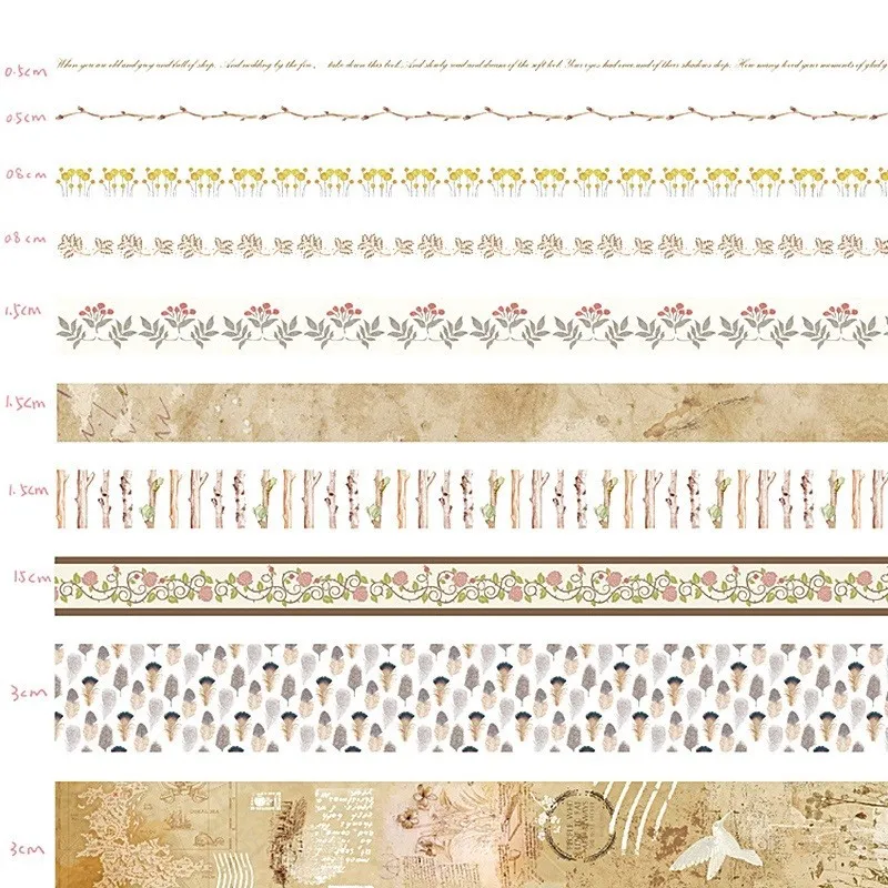 10 шт 2 м фольги декоративный скотч с цветочным принтом Скрапбукинг набор маскировочной клейкой ленты наклейки дневник DIY украшения школьные офисные канцтовары 024042 - Цвет: 12