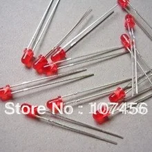 100 шт 3 мм красный ультра яркий рассеянный светодиодный светильник 3 мм красный светодиод Широкий/большой угол светодиодный