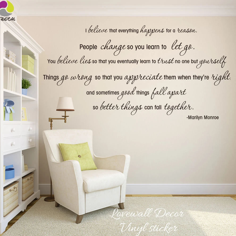 Marilyn Monroe Love Quote Wall Sticker I Believe Song Lyric Quote Wall Decal y Girl Inspirational Motivational Quote Decal in Wall Stickers from Home