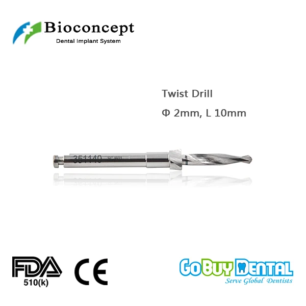 

Osstem TSIII&Hiossen ETIII Compatible Bioconcept BV Dental Instrument Twist Drill D 2.0mm, length 10mm(351140)