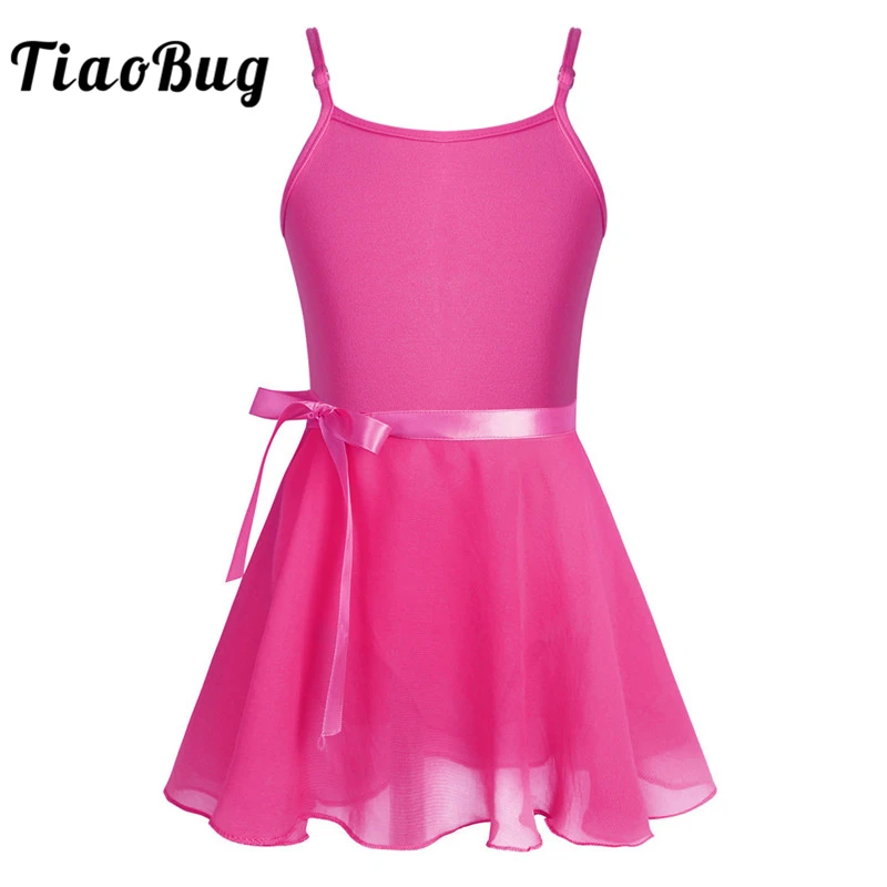 TiaoBug Kids Spaghetti Straps Professional Ballet Tutu Leotard with Chiffon Skirt Girls Gymnastics Stage Dance Costume | Тематическая