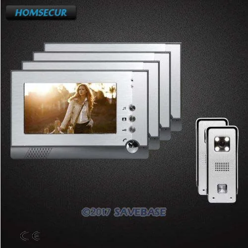 

HOMSECUR 7inch Video Door Entry Phone Call System with 700TVLine CMOS Outdoor Unit + TFT LCD Color Monitors