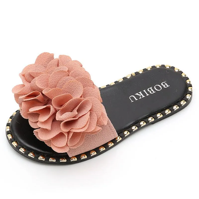 

Summer cute sandals girls 2019 new fashion princess soft bottom flower slippers children's non-slip beach shoes Family slippers