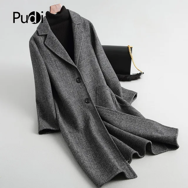 PUDI A38081 Real wool polyester coat jacket overcoat women's winter warm coat 2018 fall winter