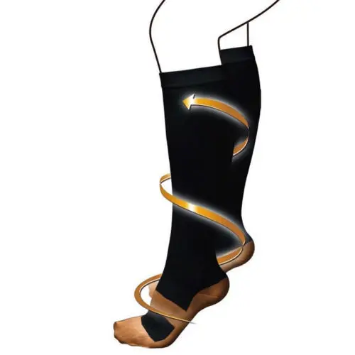 1 пара медных и облегающих компрессионных чулок, черные, размер L/XL, унисекс, утягивающие носки для ног
