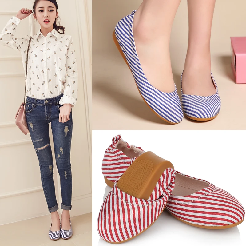 striped flat shoes