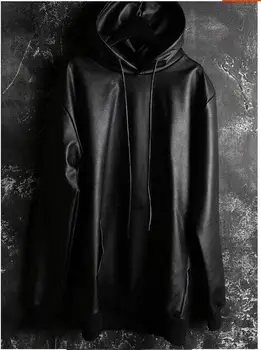 

S-XXXXL !2017 New winter men's Korean version of the trend of fashion non-mainstream leather hoodeds hoodies large size