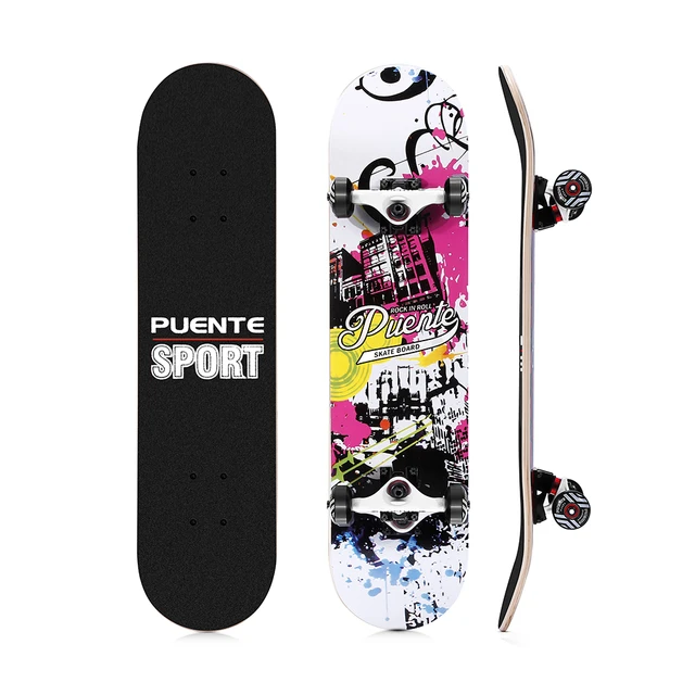 US $36.99 PUENTE 602 ABEC  9 FourWheel Double Snubby Maple Skateboard 5 Inches 5V Magnesium Aluminum Alloy 